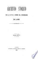 Archivio storico per la città e comuni del circondario di Lodi