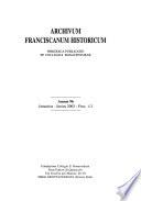 Archivum franciscanum historicum