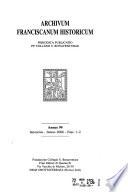 Archivum franciscanum historicum