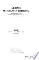 Archivum franciscanum historicum