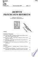 Archivum franciscanum historicum