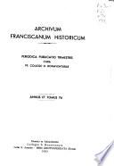 Archivum franciscanum historicum