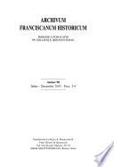 Archivum franciscanum historicum