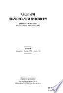 Archivum franciscanum historicum