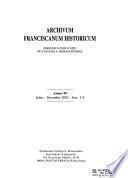 Archivum franciscanum historicum