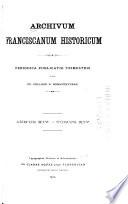 Archivum franciscanum historicum