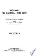 Archivum franciscanum historicum