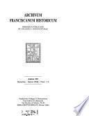 Archivum franciscanum historicum