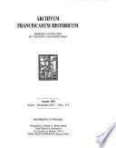 Archivum franciscanum historicum