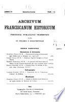 Archivum franciscanum historicum