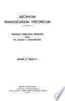 Archivum franciscanum historicum