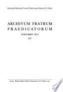 Archivum Fratrum Praedicatorum