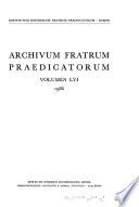 Archivum Fratrum Praedicatorum