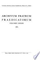 Archivum Fratrum Praedicatorum
