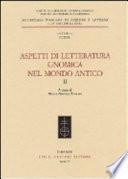 Aspetti di letteratura gnomica nel mondo antico