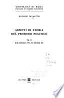 Aspetti di storia del pensiero politico: Dal secolo XVI al secolo XX
