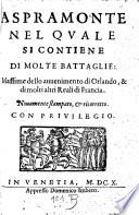 Aspramonte nel quale si contiene di molte battaglie Novam rist. e ricorr