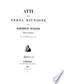 Atti dei riunioni degli Scienziati Italiani