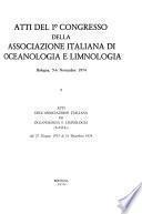 Atti del 1. congresso della Associazione italiana di oceanologia e limnologia