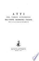Atti del ... congresso dell'unione Matematica Italiana