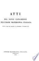 Atti del ... Congresso dell'Unione matematica italiana