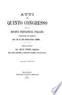 Atti del congresso della Società freniatric italiana