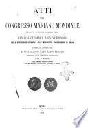 Atti del Congresso mariano mondiale