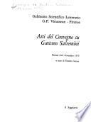 Atti del Convegno su Gaetano Salvemini