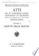 Atti del IV Congresso internazionale di filosofia ... , Bologna MCMXI.