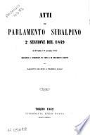 Atti del Parlamento subalpino 2. sessione del 1849