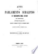 Atti del Parlamento subalpino 2. sessione del 1849