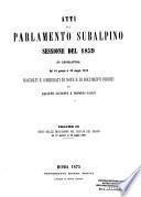 Atti del Parlamento Subalpino. Discussioni del Senato del Regno