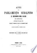 Atti del Parlamento Subalpino. Discussioni della Camera dei Deputati