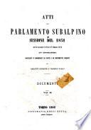 Atti del Parlamento Subalpino. Documenti