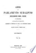 Atti del Parlamento Subalpino. Documenti