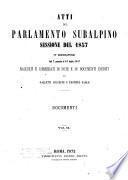 Atti del Parlamento Subalpino. Documenti