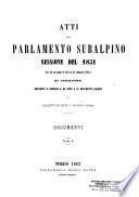 Atti del Parlamento Subalpino. Documenti