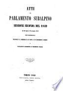 Atti del Parlamento Subalpino. Documenti parlamentari