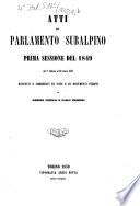 Atti del Parlamento Subalpino