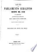 ATTI DEL PARLAMENTO SUBALPINO SESSIONE DEL 1850