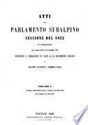 Atti del parlamento Subalpino sessione del 1852