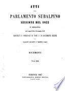 Atti del parlamento Subalpino sessione del 1852