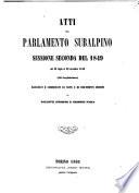 Atti del Parlamento subalpino sessione seconda del 1849