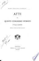 Atti del quinto Congresso storico italiano