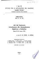 Atti del Seminario Introduzione alla Manipolazione Algebrica e Simbolica