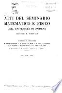 Atti del Seminario matematico e fisico dell'Università di Modena