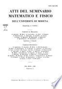 Atti del Seminario matematico e fisico dell'Università di Modena