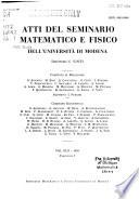 Atti del Seminario matematico e fisico dell'Università di Modena