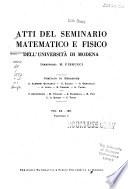 Atti del Seminario matematico e fisico dell'Università di Modena