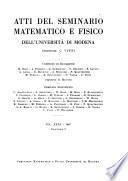 Atti del Seminario matematico e fisico dell'Università di Modena